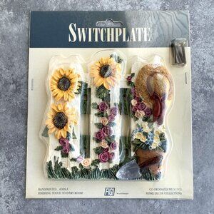 FIGI Double Light Switch Plate Cover Garden Fence Grandma Cottagecore Country